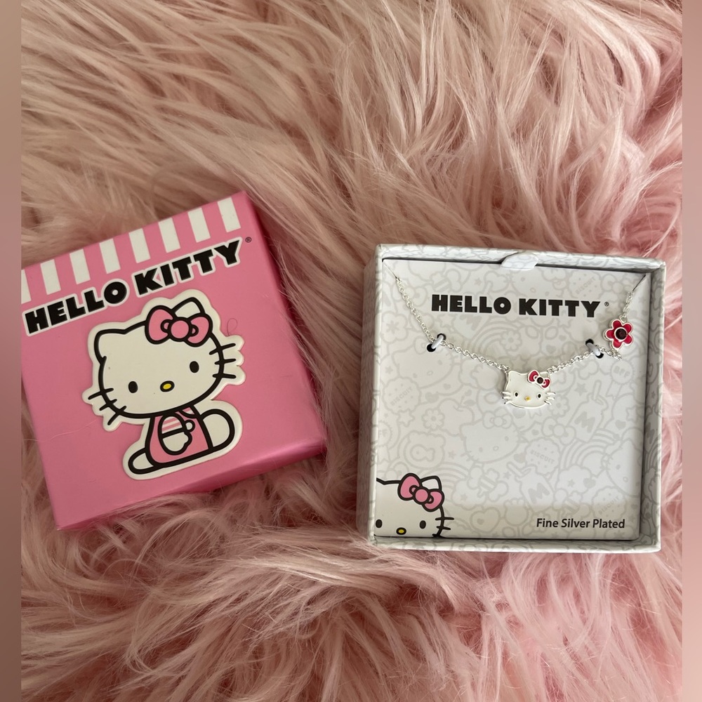 Hello Kitty January Birthstone Silver Plated Flower Necklace